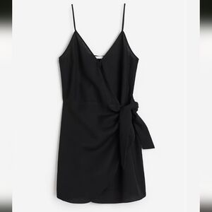 H&M Black Linen Blend Wrap Dress